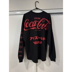 Coca-Cola Spirit Jersey Black Red Long Sleeve T Shirt Sz Med Fits Lar